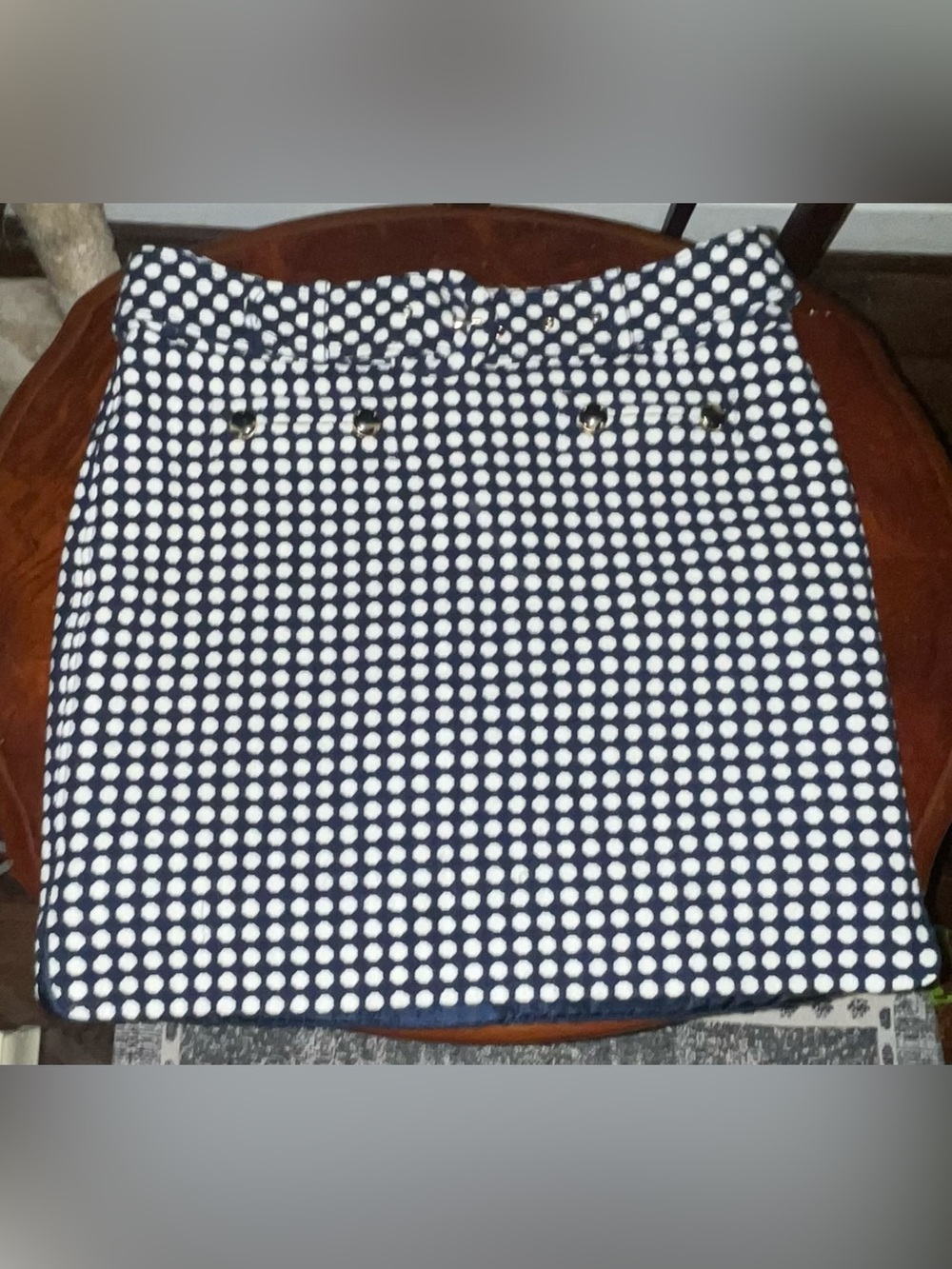 Vintage Juicy Couture Navy Polka Dot Belted Wool Mini Skirt - Pink Tag Sz 4